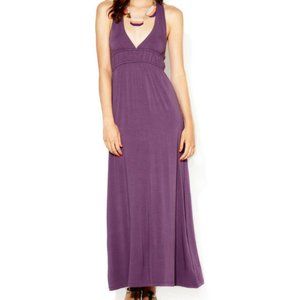 Avaleigh Dark Mauve V-neck Cross Back Casual Maxi Dress